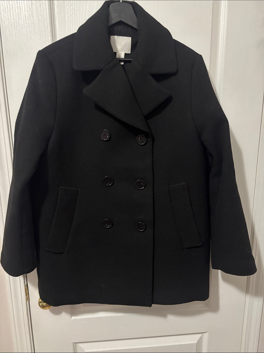 H&M Black Double-Breasted Peacoat